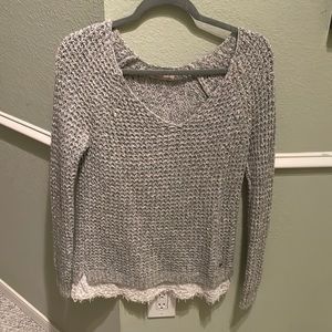 Hollister Gray Knit Sweater Lace Lining